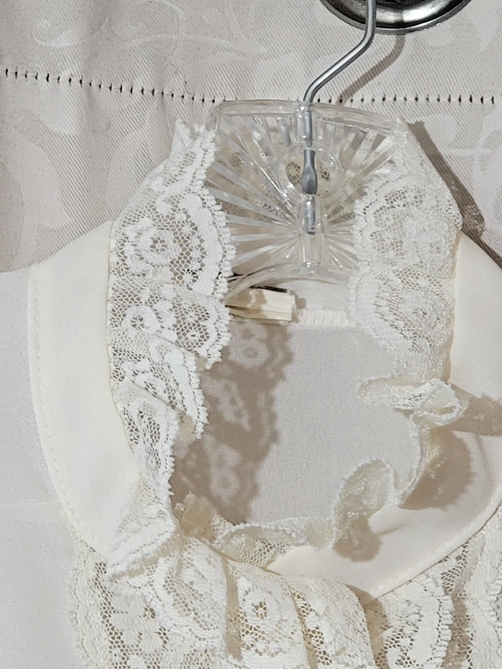 Women's Lace Trim Ivory Blouse